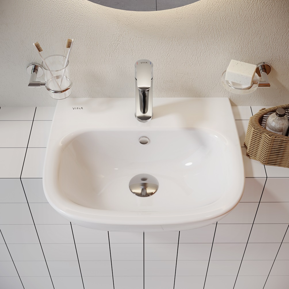 Product Lifestyle Image from above of VitrA Zentrum Semi Recessed Basin 5635B0030001